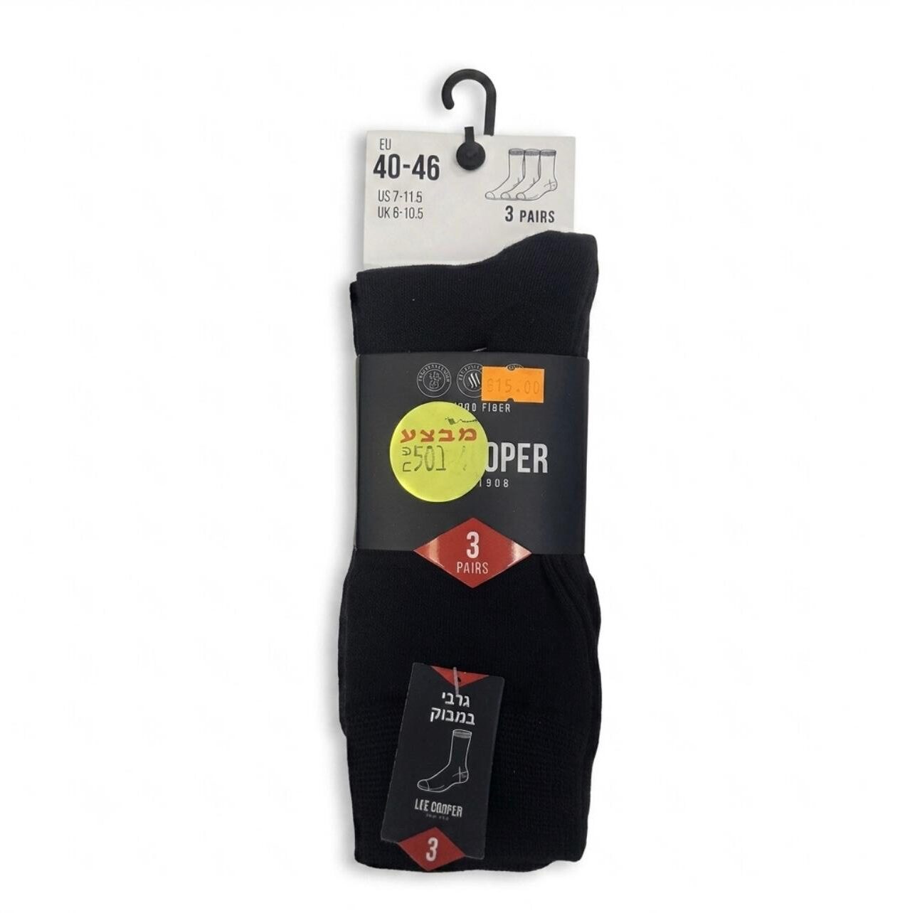 שלישיית גרביי גבר בד במבוק LEE COOPER