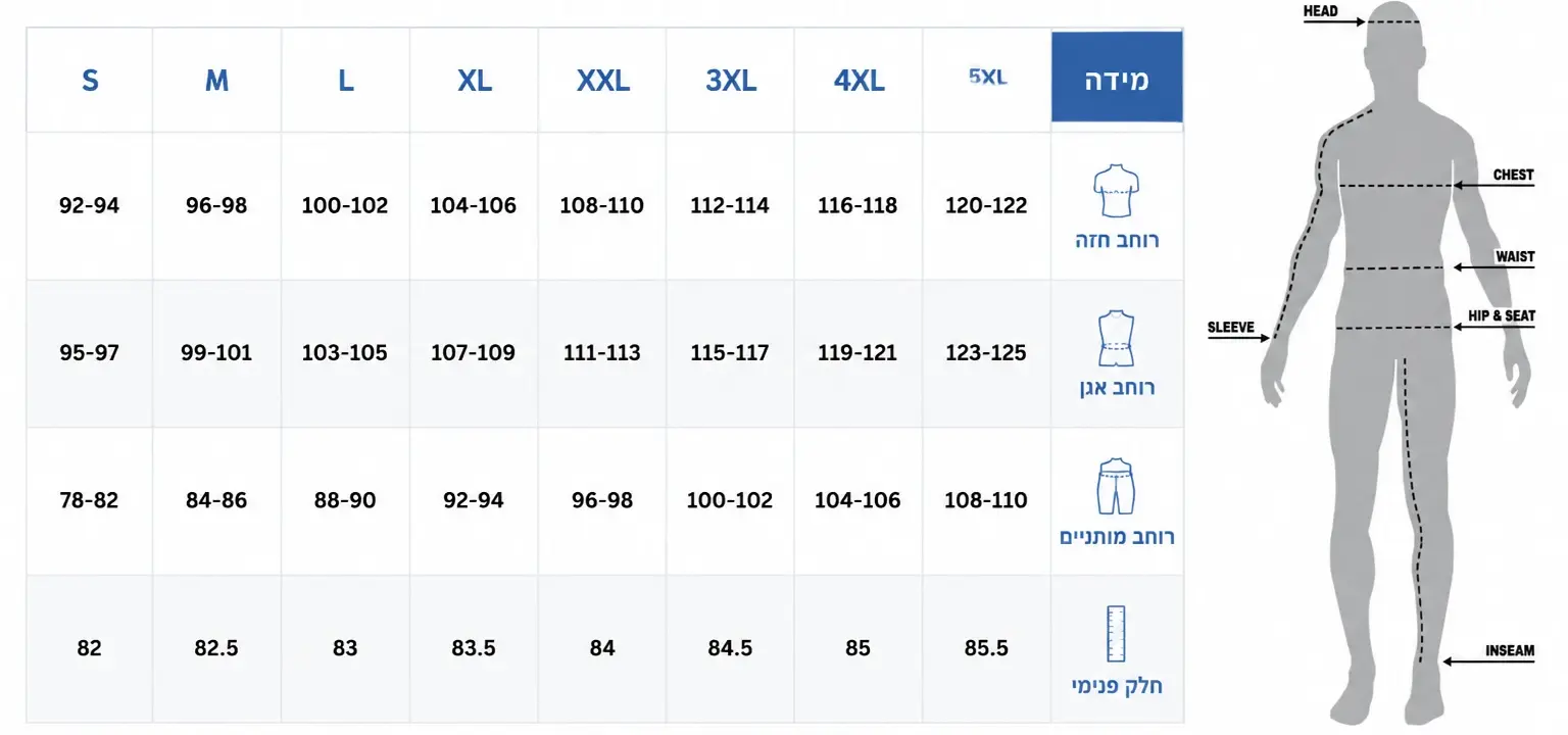 טבלת מידות