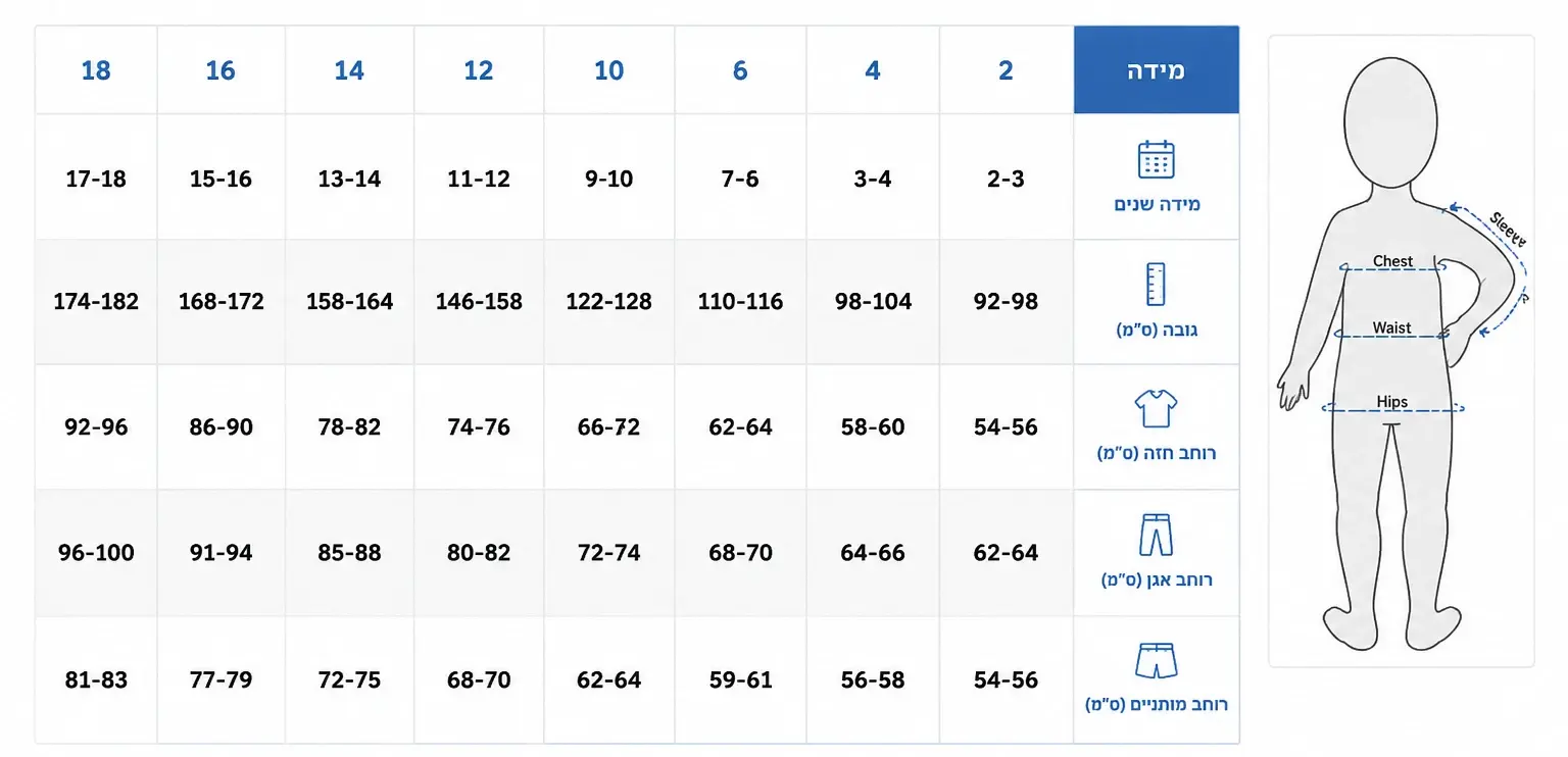 טבלת מידות